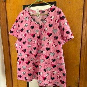 Pink Heart Patterned Women's Top